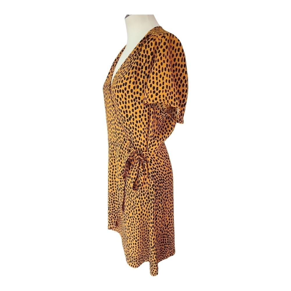 J.Crew NWT Leopard Print Wrap Dress Size 10 Short Sleeve V-Neck 100% Polyester - Picture 3 of 14